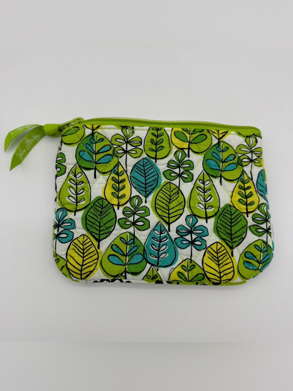 New Vera Bradley Cosmetic Bag Pouch Zip Nylon Lined Limes Up Fabric 7" x 5"